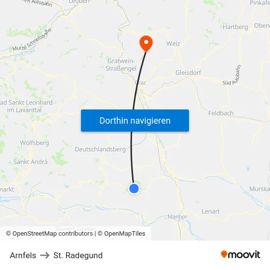 Arnfels to St. Radegund map