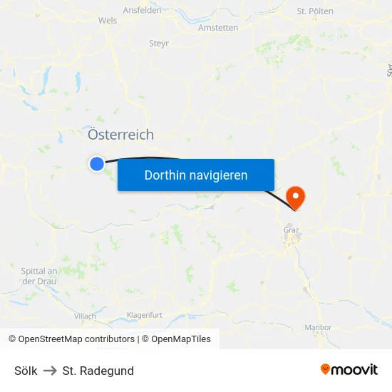 Sölk to St. Radegund map
