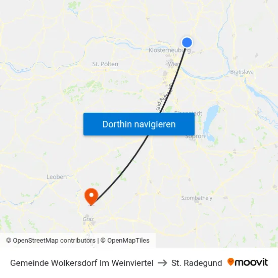 Gemeinde Wolkersdorf Im Weinviertel to St. Radegund map