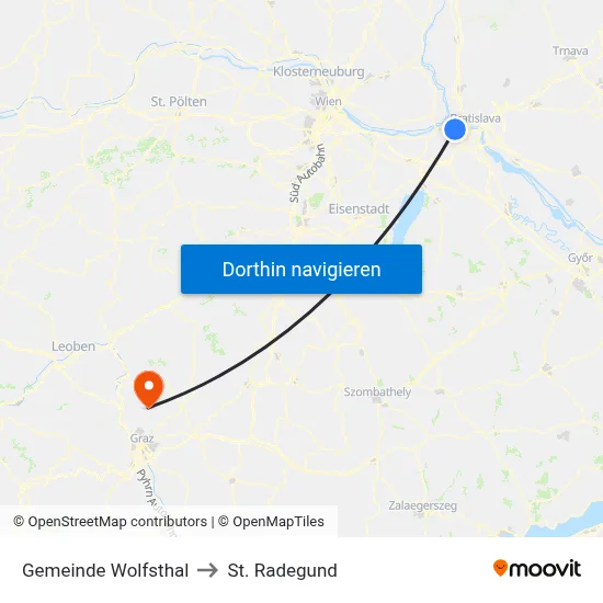 Gemeinde Wolfsthal to St. Radegund map