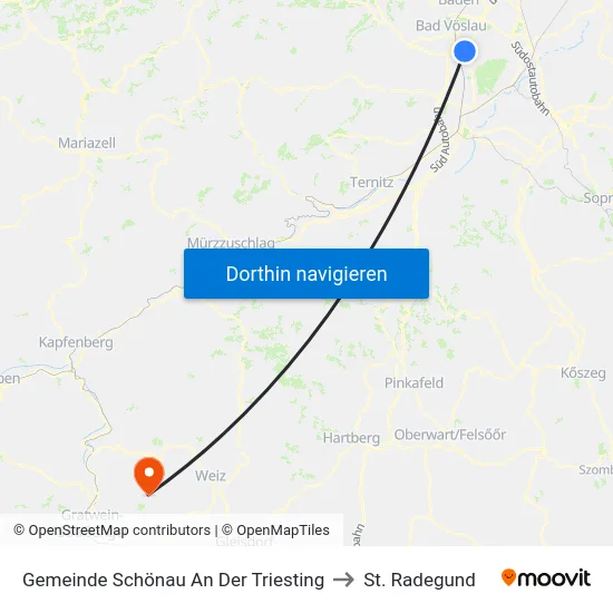 Gemeinde Schönau An Der Triesting to St. Radegund map