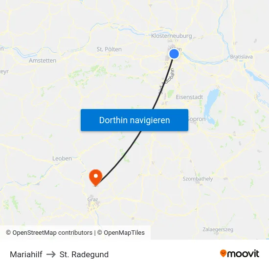 Mariahilf to St. Radegund map