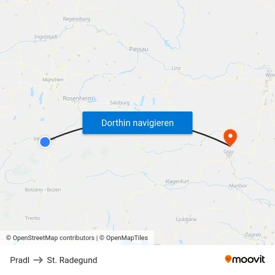 Pradl to St. Radegund map