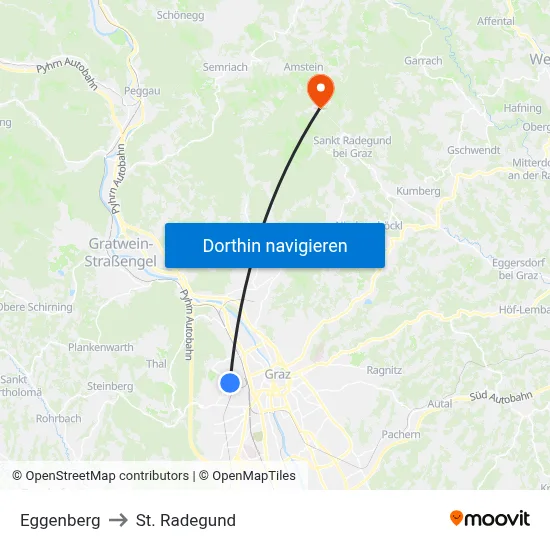 Eggenberg to St. Radegund map
