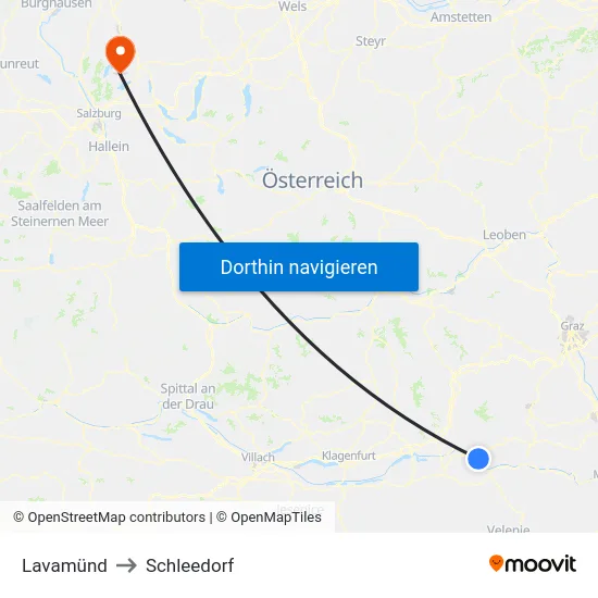 Lavamünd to Schleedorf map