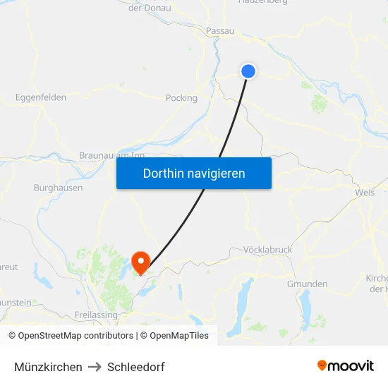 Münzkirchen to Schleedorf map