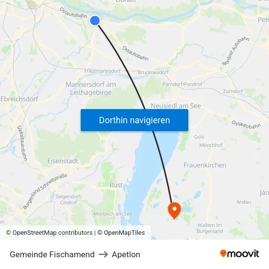 Gemeinde Fischamend to Apetlon map