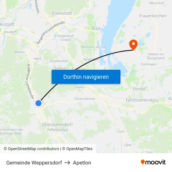 Gemeinde Weppersdorf to Apetlon map