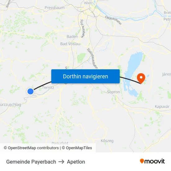 Gemeinde Payerbach to Apetlon map