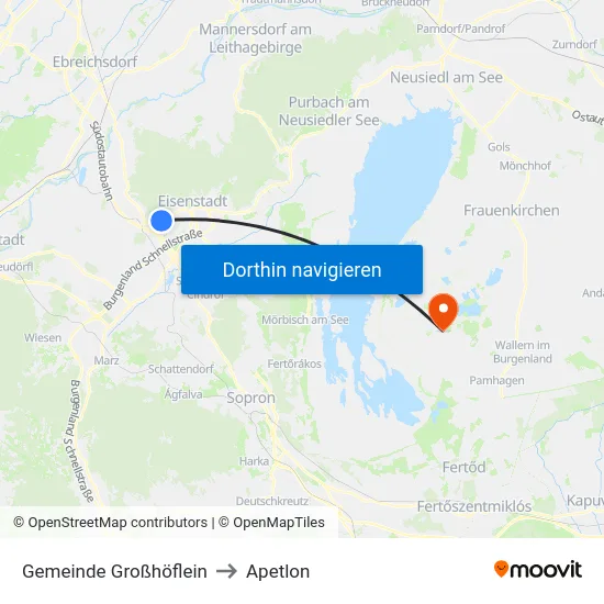 Gemeinde Großhöflein to Apetlon map