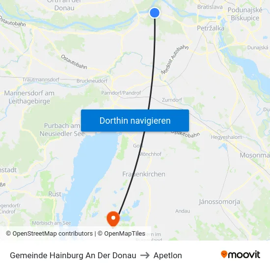 Gemeinde Hainburg An Der Donau to Apetlon map
