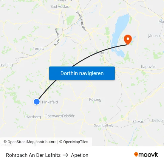 Rohrbach An Der Lafnitz to Apetlon map