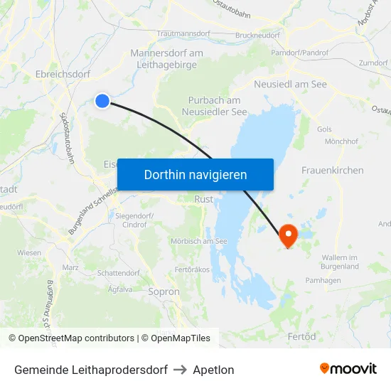 Gemeinde Leithaprodersdorf to Apetlon map