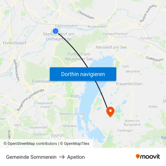 Gemeinde Sommerein to Apetlon map