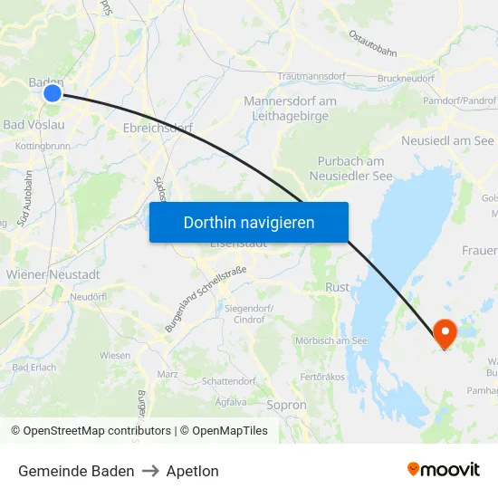 Gemeinde Baden to Apetlon map