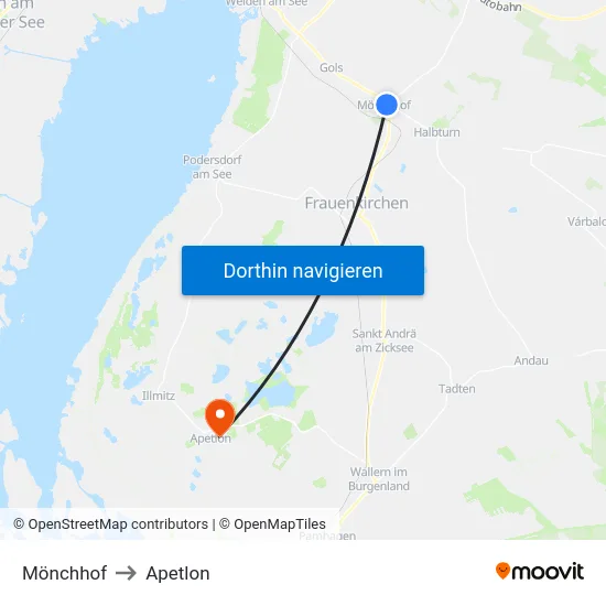 Mönchhof to Apetlon map