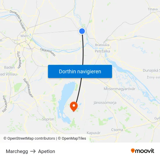 Marchegg to Apetlon map