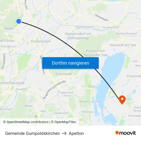 Gemeinde Gumpoldskirchen to Apetlon map