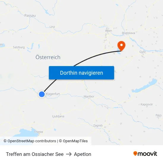Treffen am Ossiacher See to Apetlon map