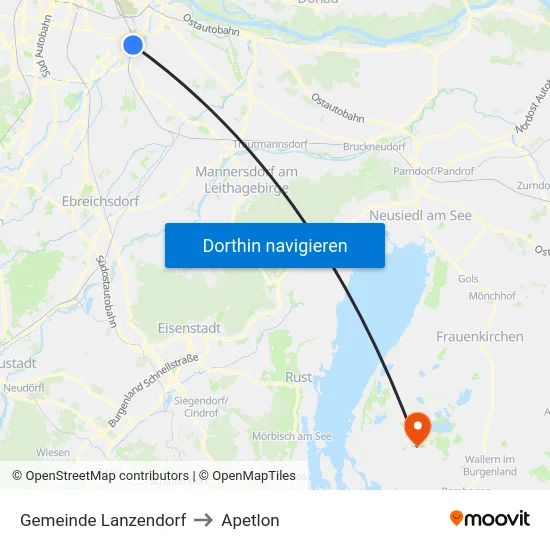 Gemeinde Lanzendorf to Apetlon map