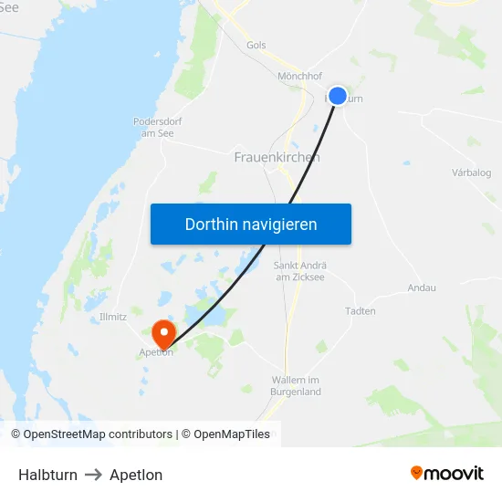 Halbturn to Apetlon map