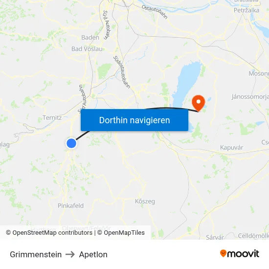 Grimmenstein to Apetlon map