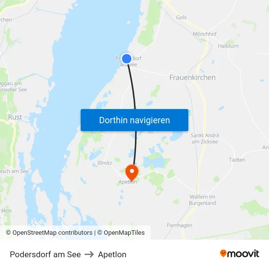 Podersdorf am See to Apetlon map