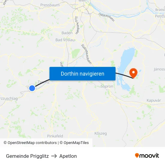 Gemeinde Prigglitz to Apetlon map