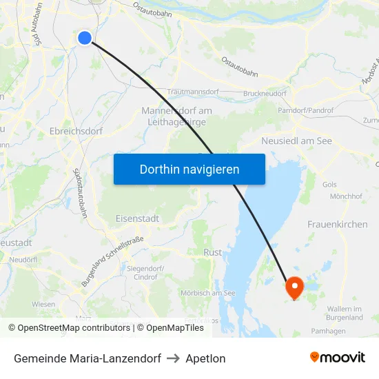 Gemeinde Maria-Lanzendorf to Apetlon map