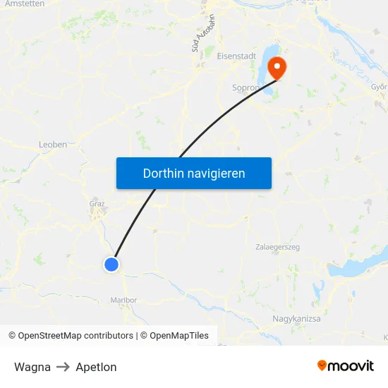 Wagna to Apetlon map