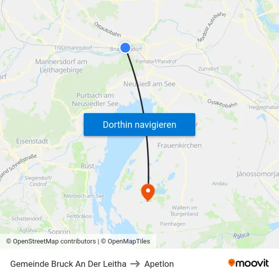 Gemeinde Bruck An Der Leitha to Apetlon map