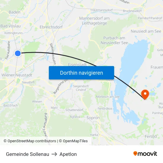 Gemeinde Sollenau to Apetlon map