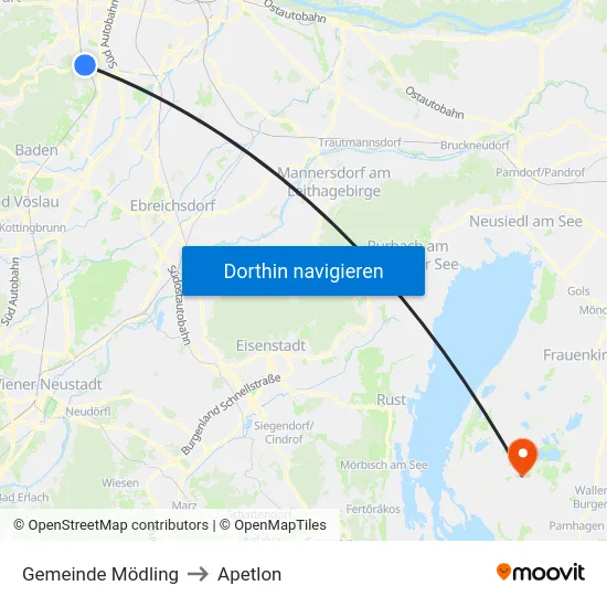 Gemeinde Mödling to Apetlon map