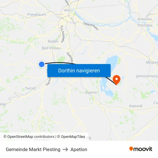 Gemeinde Markt Piesting to Apetlon map