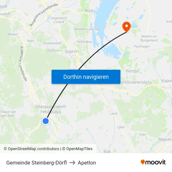 Gemeinde Steinberg-Dörfl to Apetlon map