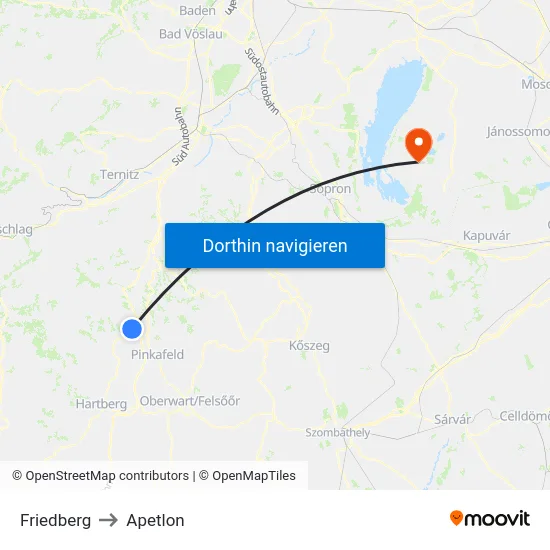 Friedberg to Apetlon map