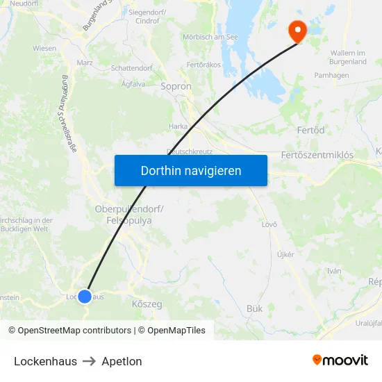 Lockenhaus to Apetlon map