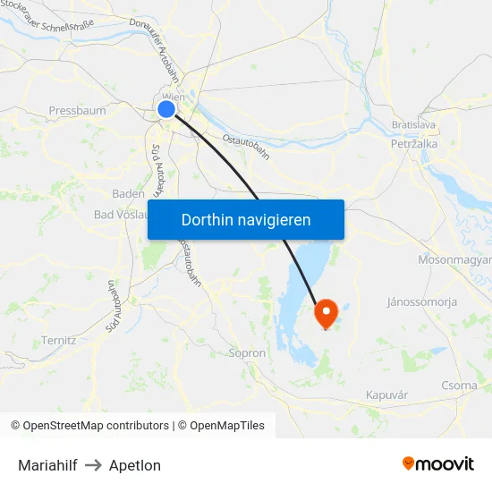 Mariahilf to Apetlon map