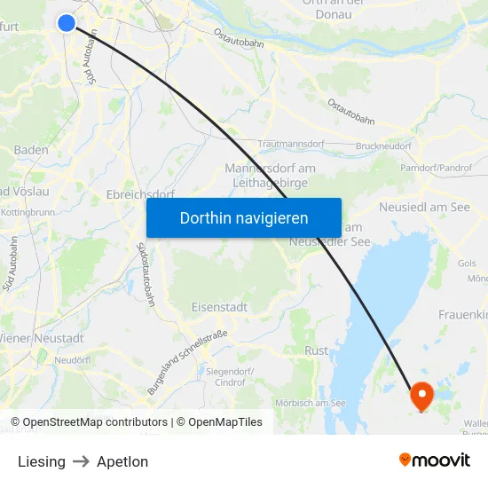 Liesing to Apetlon map