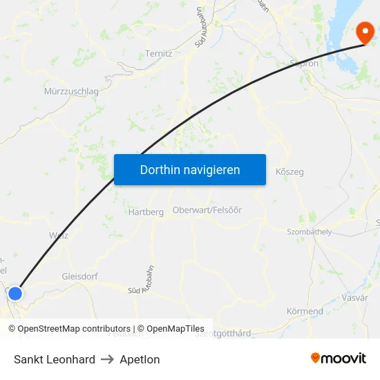 Sankt Leonhard to Apetlon map