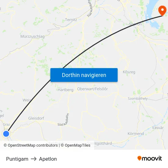 Puntigam to Apetlon map