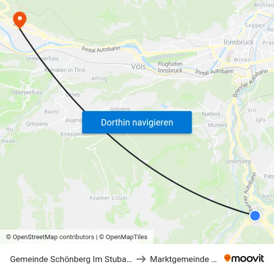 Gemeinde Schönberg Im Stubaital to Marktgemeinde Zirl map