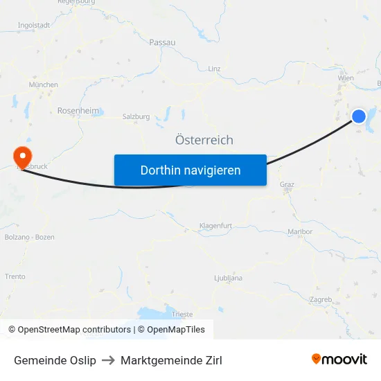 Gemeinde Oslip to Marktgemeinde Zirl map