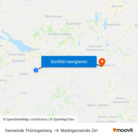 Gemeinde Thüringerberg to Marktgemeinde Zirl map