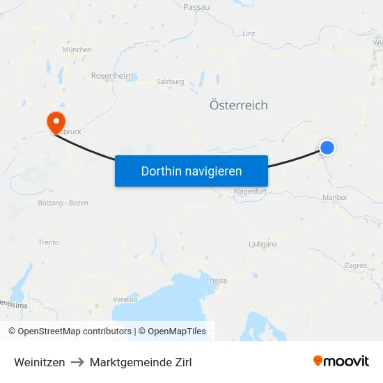 Weinitzen to Marktgemeinde Zirl map