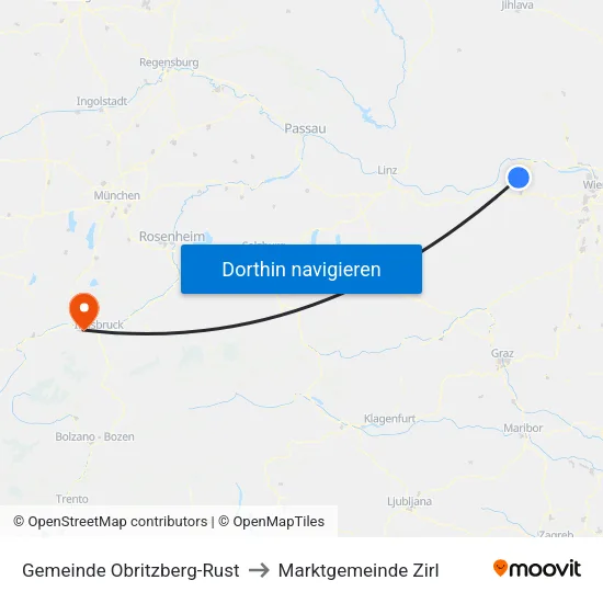 Gemeinde Obritzberg-Rust to Marktgemeinde Zirl map
