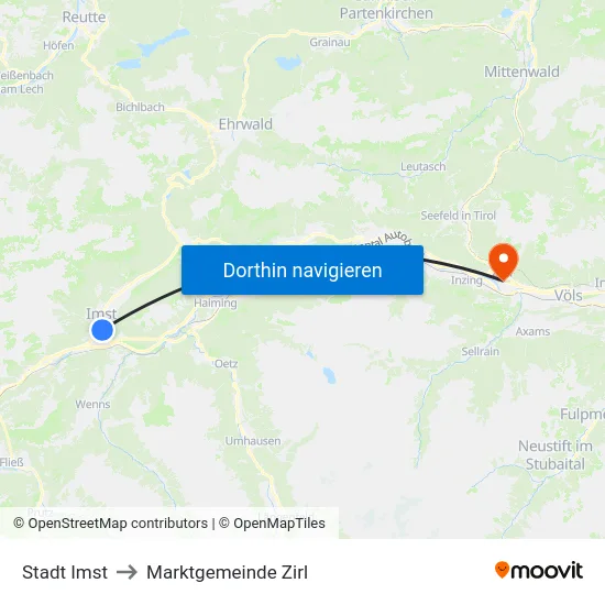 Stadt Imst to Marktgemeinde Zirl map
