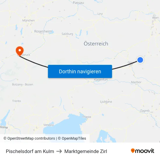 Pischelsdorf am Kulm to Marktgemeinde Zirl map