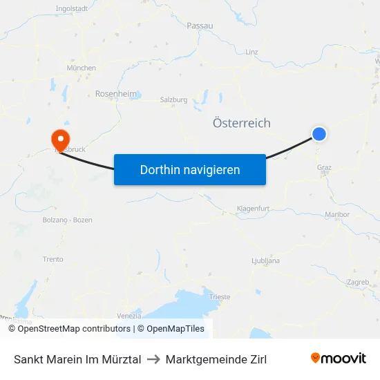 Sankt Marein Im Mürztal to Marktgemeinde Zirl map