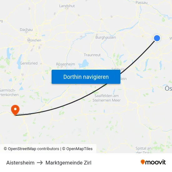 Aistersheim to Marktgemeinde Zirl map